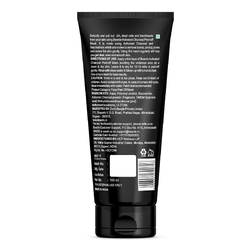 Beardo Activated Charcoal Peel Off Mask for Men, 100 g-7.webp